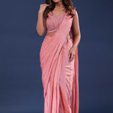 Soft Pink Soft Silk Drape Saree