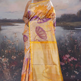 Golden Kanjivaram Saree With Floral Design