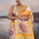 Golden Kanjivaram Saree With Floral Design