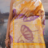 Golden Kanjivaram Saree With Floral Design
