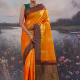 Safety Orange Kanjivaram Saree