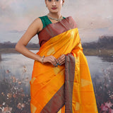 Safety Orange Kanjivaram Saree