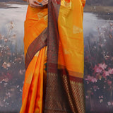 Safety Orange Kanjivaram Saree