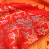 Vibrant Orange Kanjivaram Saree With Ogee-Shape Design