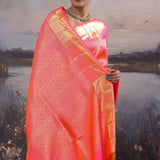 French Rose Kanjivaram Saree