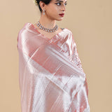 Dusty Pink Kanjivaram Saree With Silver Zari