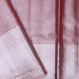 Dusty Pink Kanjivaram Saree With Silver Zari