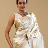 Light Brown Kanjivaram Tissue Saree With Brocade Design
