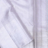 White Kanjivaram Saree With Silver Zari