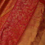 Burnt Red Kanjivaram Silk Saree With Floral Jaal
