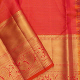 Vibrant Orange Kanjivaram Saree With Gold Zari Work