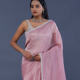 Soft Pink Tissue Organza Saree