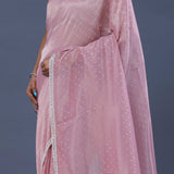 Soft Pink Tissue Organza Saree