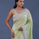 Light Pista Green Georgette Tissue Saree