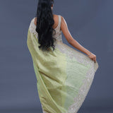 Light Pista Green Georgette Tissue Saree