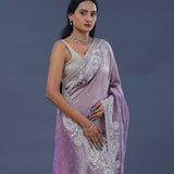 Wisteria Purple Tissue Saree With Scallop Border