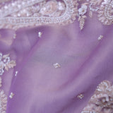 Wisteria Purple Tissue Saree With Scallop Border