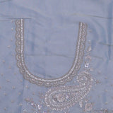 Misty Blue Tissue Saree With Scallop Border