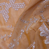 Peach Georgette Tissue Saree With Sequins Work
