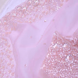 Baby Pink Organza Saree With Scallop Border