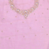 Baby Pink Organza Saree With Scallop Border