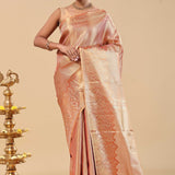 Burnt Sienna Kanjivaram Saree With Gold Zari
