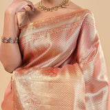 Burnt Sienna Kanjivaram Saree With Gold Zari