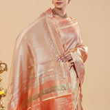 Burnt Sienna Kanjivaram Saree With Gold Zari