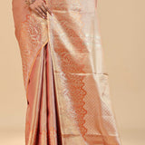 Burnt Sienna Kanjivaram Saree With Gold Zari