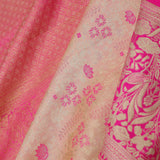 Soft Peach Kanjivaram Saree Wiith Pink Border
