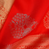 Vibrant Orange Kanjivaram Saree With Gold Zari Border