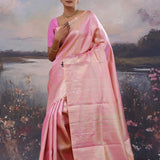 Rose Pink Kanjivaram Saree With Intricate Design