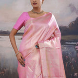 Rose Pink Kanjivaram Saree With Intricate Design
