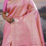 Rose Pink Kanjivaram Saree With Intricate Design