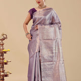 Amethyst Purple Kanjivaram Saree With Designer Border