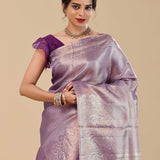 Amethyst Purple Kanjivaram Saree With Designer Border