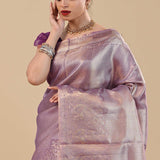 Amethyst Purple Kanjivaram Saree With Designer Border