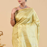 Moccasin Kanjivaram Saree With Gold Zari
