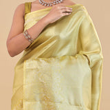 Moccasin Kanjivaram Saree With Gold Zari