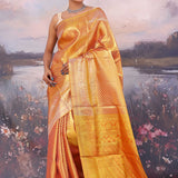 Burnt Orange Kanjivaram Tissue Saree