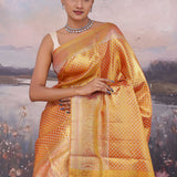 Burnt Orange Kanjivaram Tissue Saree