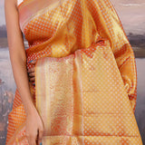 Burnt Orange Kanjivaram Tissue Saree