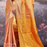 Burnt Orange Kanjivaram Tissue Saree
