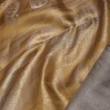 Golden Kanjivaram Saree With Silver Border