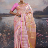 Lavender Rose Kanjivaram Saree With Meenakari Design