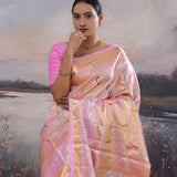 Lavender Rose Kanjivaram Saree With Meenakari Design