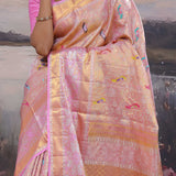 Lavender Rose Kanjivaram Saree With Meenakari Design