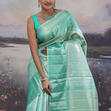 Turquoise Kanjivaram Saree
