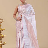 Wisteria Purple Kanjivaram Saree With Silver Zari