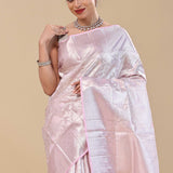 Wisteria Purple Kanjivaram Saree With Silver Zari